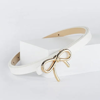 Bow Buckle Faux Leather Belt