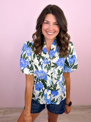 Golden Hour Floral Top (Royal)