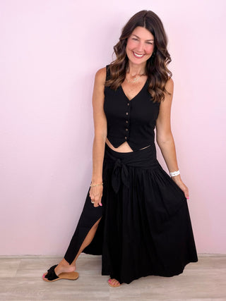 Effortless Moment Maxi Skirt (Black)