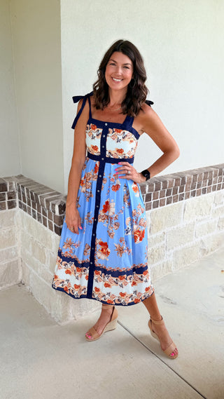Sweet Magnolia Midi Dress (Navy)