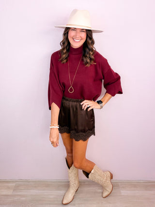 Scalloped Class Top - Merlot