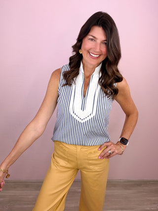 Preppy Stripe Scallop Top