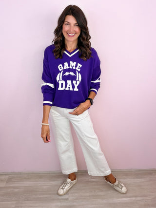 Game Day Varsity Sweater (Purple)