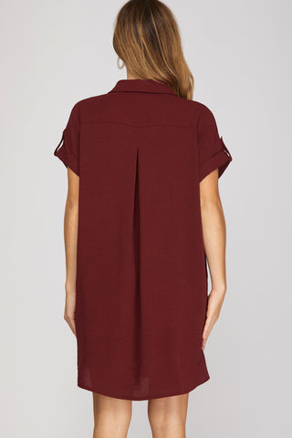 All Agendas Shirt Dress (Wine)