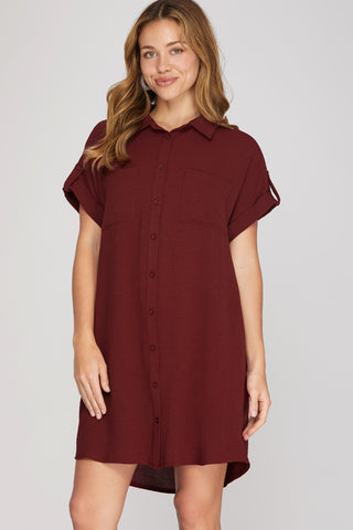 All Agendas Shirt Dress (Wine)