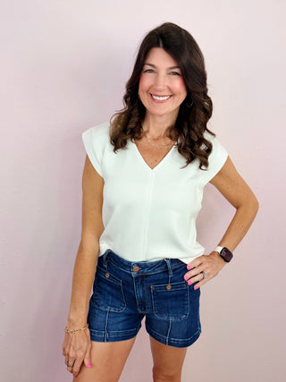RISEN Patch Pocket Denim Shorts