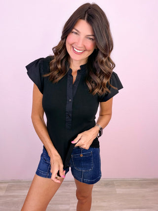RISEN Patch Pocket Denim Shorts