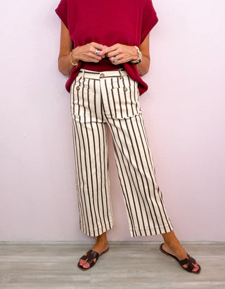 Pinstripe Perfection Pants (Brown)
