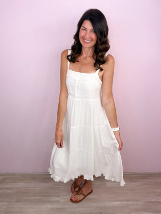 Sunshine Stroll Midi Dress (Ivory)