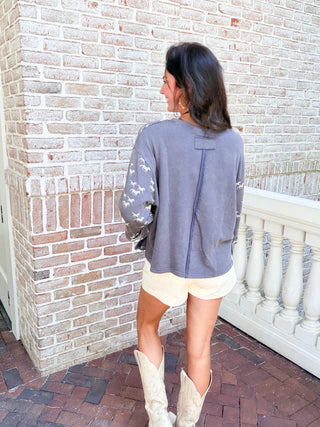 Running Wild Printed Washed Terry Top