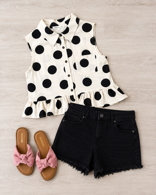 Sweet Spot Polka Dot Top (Navy)