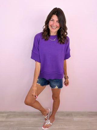 Everyday Essential Knit Top (Purple)