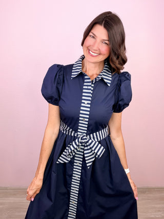 Signature Sweetheart Midi Dress (Navy)