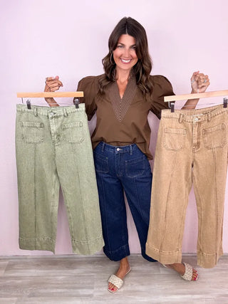 ENTRO Patch Pocket Wide Leg Denim