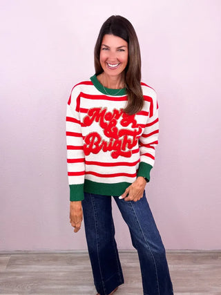 Merry & Bright Striped Pullover