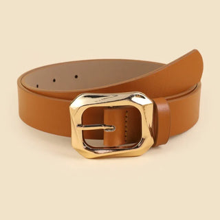 Textured Angled Rectangle Shaped Buckle Belts