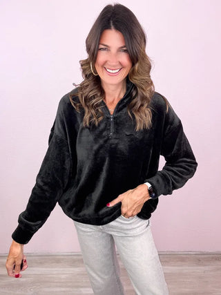 Faux Fur Half Zip Pullover