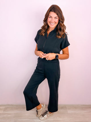 Sophie Chic Short Sleeve Jumpsuit - Black