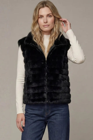 Après Chic Plush Faux Fur Vest - Black
