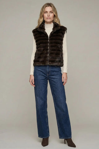 Après Chic Plush Faux Fur Vest - Brown