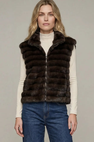 Après Chic Plush Faux Fur Vest - Brown