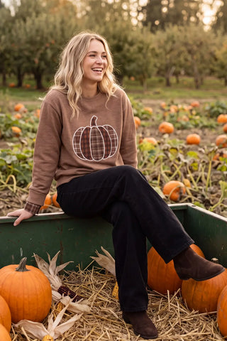 Plaid for Pumkin Season Sweatshirt Pullover