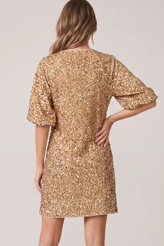 Meet Me at Midnight Sequin Dress - Gold