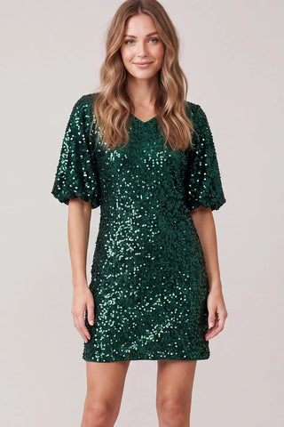 Meet Me at Midnight Sequin Dress - Green