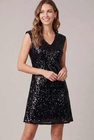 Starlit Soirée Sequin Mini Dress - Black