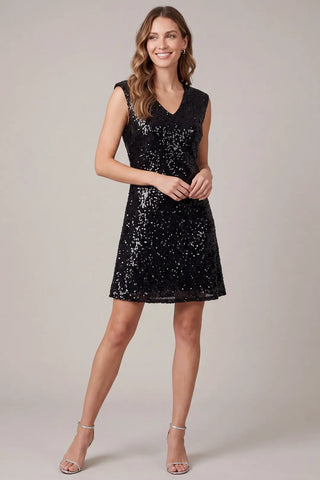 Starlit Soirée Sequin Mini Dress - Black