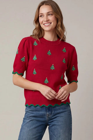 Oh Christmas Tree Sweater Top 🎄 - Red
