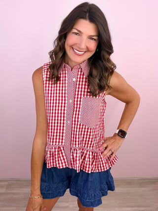 Lucky Charm Gingham Top (Red)