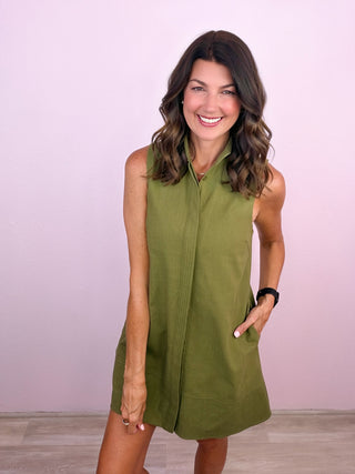 Signature Shift Dress (Olive)