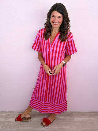 Bold Moves Midi Dress (Red)