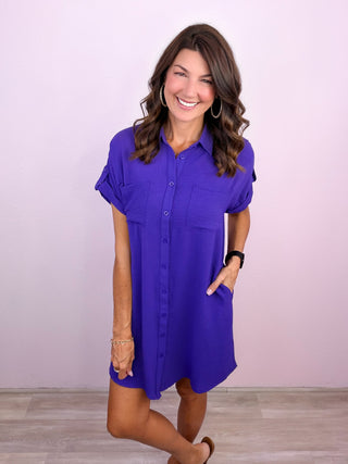 All Agendas Shirt Dress (Purple)