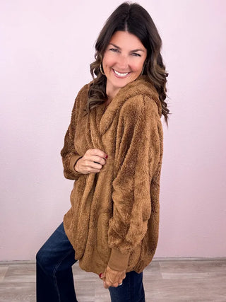 Teddy Bear Hooded Faux Fur Jacket