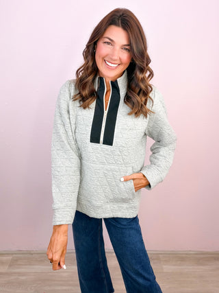 Quilted Zip Up Pullover