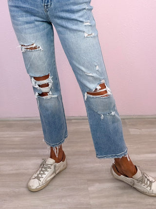 MICA Straight Leg Distressed Denim