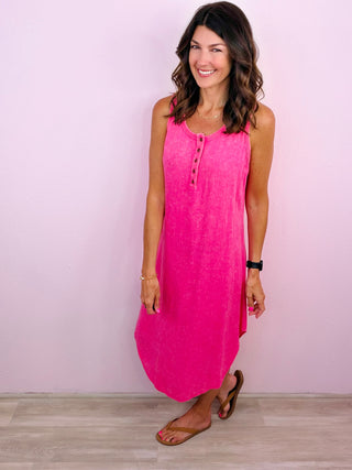 Simple Style Midi Dress (Pink)