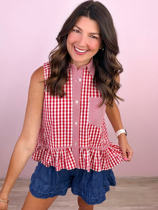Lucky Charm Gingham Top (Red)