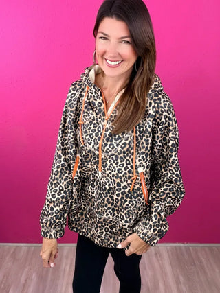 Leopard Oversized Brushed Texture Pullover Jacket