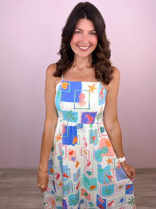 Seaside Stamp Maxi Dress