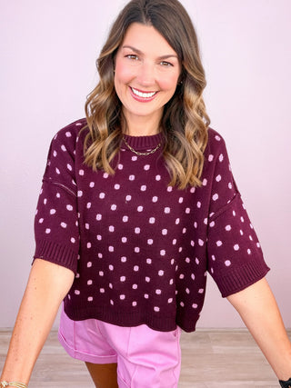 Dot to Dot Sweater (Burgundy)