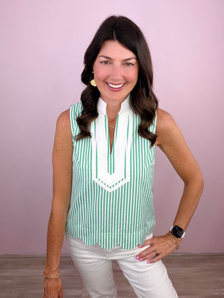 Preppy Stripe Scallop Top