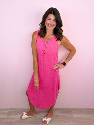 Simple Style Midi Dress (Pink)