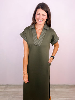 Effortlessly Elevated Midi Dress (Olive)
