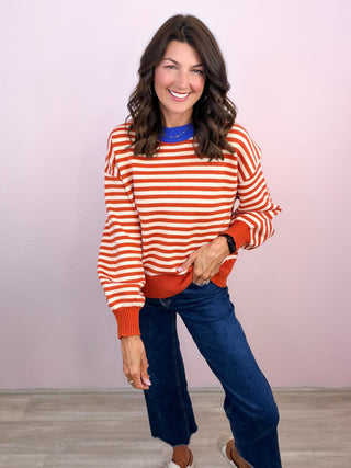 Social Stripe Sweater (Pumpkin)
