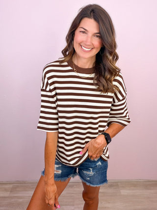 Casual Stripes Top (Brown/Cream)
