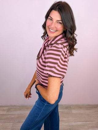 Crush Breaker Sweater Top - Pink/Brown
