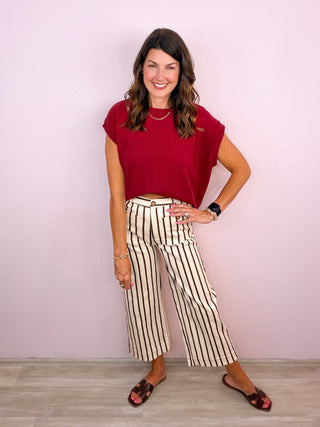 Pinstripe Perfection Pants (Brown)